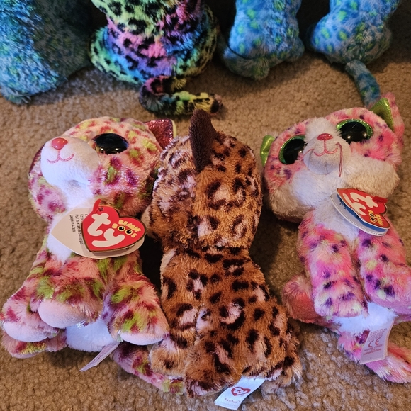 Lot Of 13 Beanie Boo Plush Leopard Cats Glamour, Lainey, Leona, Freckles Used. - Picture 8 of 12